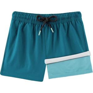 image:imageBRISIRA Boys Swim Trunks with Compression Liner Youth Bathing Suit Quick Dry AntiChafe Swimsuit Swim Shorts Kid Toddler TeenCopenblue