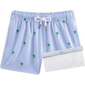 image:imageBRISIRA Boys Swim Trunks Bathing Suit Compression Boxer Brief Liner Swim Shorts Swimsuit AntiChafe Toddler Kids Youth TeenBluestripedcoconuttree