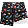 image:imageBRISIRA Mens Swim Trunks 5 Inch Quick Dry Bathing Suit with Compression Liner Beach Swimsuit Board Shorts PocketsBlack Dino