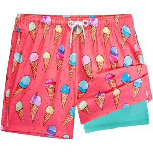 image:imageBRISIRA Mens Swim Trunks 5 Inch Quick Dry Bathing Suit with Compression Liner Beach Swimsuit Board Shorts PocketsPink Icecream