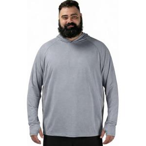 image:imageBRISIRA Mens Big amp Tall Fishing Shirts UPF 50 Sun Hoodie Cooling Lightweight Rash Guard Soft Long Sleeve with ThumbholesHeather Grey