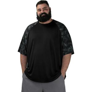 image:imageBRISIRA Mens Big and Tall Swim Shirt Sun Protection UPF 50 Rash Gard Raglan Quick Dry TShirt UltraSoft amp MoistureWickingBlack Camo