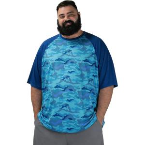 image:imageBRISIRA Mens Big and Tall Swim Shirt Sun Protection UPF 50 Rash Gard Raglan Quick Dry TShirt UltraSoft amp MoistureWickingBlue Camo