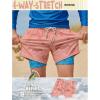 image:imageBRISIRA Boys Swim Trunks with Printed Compression Liner 516Y Bathing Suit Swim Shorts Swimsuit AntiChafe Youth Kids TeenPeach Pink Carblue Tree
