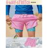 image:imageBRISIRA Boys Swim Trunks with Printed Compression Liner 516Y Bathing Suit Swim Shorts Swimsuit AntiChafe Youth Kids TeenPinkblue Palm Tree