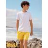 image:imageBRISIRA Boys Swim Trunks with Printed Compression Liner 516Y Bathing Suit Swim Shorts Swimsuit AntiChafe Youth Kids TeenYellow Moonblue Geometric