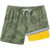 image:imageBRISIRA Boys Swim Trunks with Printed Compression Liner 516Y Bathing Suit Swim Shorts Swimsuit AntiChafe Youth Kids TeenGreen Tropical Leafyellow Banana