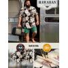 image:imageBRISIRA Big and Tall Hawaiian Shirts for Men Beach Aloha Tropical Floral Cuban Button Down Summer Casual Vacation Shirt L6XLBlack White Floral