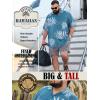 image:imageBRISIRA Big and Tall Hawaiian Shirts for Men Beach Aloha Tropical Floral Cuban Button Down Summer Casual Vacation Shirt L6XLBlue Leaves