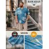 image:imageBRISIRA Big and Tall Hawaiian Shirts for Men Beach Aloha Tropical Floral Cuban Button Down Summer Casual Vacation Shirt L6XLBlue Leaves