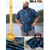 image:imageBRISIRA Big and Tall Hawaiian Shirts for Men Beach Tropical Floral Camp Collar Button Down Summer Aloha Vacation Shirt L6XLBlack Blue Tropical