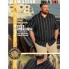 image:imageBRISIRA Big and Tall Hawaiian Shirts for Men Beach Tropical Floral Camp Collar Button Down Summer Aloha Vacation Shirt L6XLBlack White Stripe