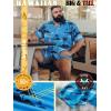 image:imageBRISIRA Big and Tall Hawaiian Shirts for Men Beach Tropical Floral Camp Collar Button Down Summer Aloha Vacation Shirt L6XLBlue Beach