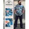 image:imageBRISIRA Big and Tall Mens Hawaiian Shirt  Short Sleeve Beach Aloha Tropical Cuban Button Down Casual Vacation Shirt L6XLBlue Island