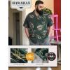 image:imageBRISIRA Big and Tall Mens Hawaiian Shirt  Short Sleeve Beach Aloha Tropical Cuban Button Down Casual Vacation Shirt L6XLGreen Floral 01