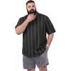 image:imageBRISIRA Big and Tall Hawaiian Shirts for Men Beach Tropical Floral Camp Collar Button Down Summer Aloha Vacation Shirt L6XLBlack White Stripe