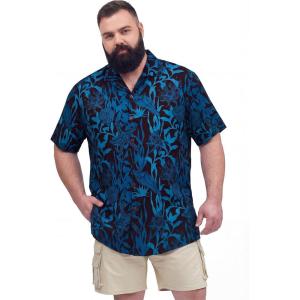 image:imageBRISIRA Big and Tall Hawaiian Shirts for Men Beach Aloha Tropical Floral Cuban Button Down Summer Casual Vacation Shirt L6XLBlack Blue Ocean