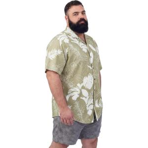 image:imageBRISIRA Big and Tall Hawaiian Shirts for Men Beach Aloha Tropical Floral Cuban Button Down Summer Casual Vacation Shirt L6XLSage Floral