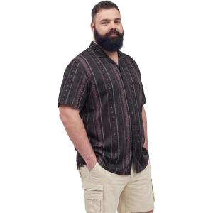 image:imageBRISIRA Big and Tall Hawaiian Shirts for Men Beach Aloha Tropical Floral Cuban Button Down Summer Casual Vacation Shirt L6XLVintage Stripe