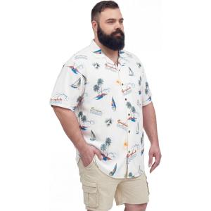image:imageBRISIRA Big and Tall Hawaiian Shirts for Men Beach Aloha Tropical Floral Cuban Button Down Summer Casual Vacation Shirt L6XLWhite Sailboat