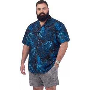 image:imageBRISIRA Big and Tall Hawaiian Shirts for Men Beach Tropical Floral Camp Collar Button Down Summer Aloha Vacation Shirt L6XLBlack Blue Tropical