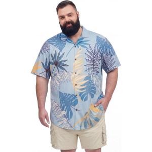 image:imageBRISIRA Big and Tall Hawaiian Shirts for Men Beach Tropical Floral Camp Collar Button Down Summer Aloha Vacation Shirt L6XLBlue Floral 02