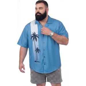 image:imageBRISIRA Big and Tall Hawaiian Shirts for Men Beach Tropical Floral Camp Collar Button Down Summer Aloha Vacation Shirt L6XLBlue Palm Tree