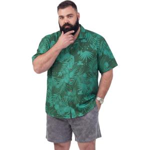 image:imageBRISIRA Big and Tall Hawaiian Shirts for Men Beach Tropical Floral Camp Collar Button Down Summer Aloha Vacation Shirt L6XLGreen Floral 03