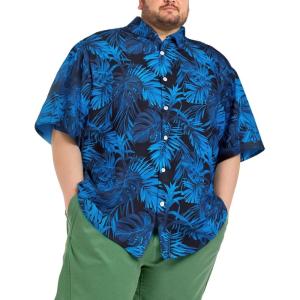 image:imageBRISIRA Big and Tall Hawaiian Shirts for Men Button Down Short Sleeves Beach Tropical ShirtBlue Tropical