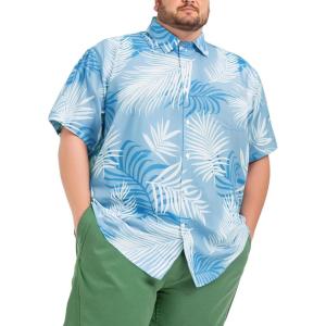 image:imageBRISIRA Big and Tall Hawaiian Shirts for Men Button Down Short Sleeves Beach Tropical ShirtLight Blue Tropical