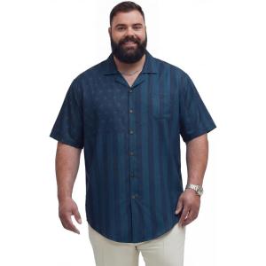 image:imageBRISIRA Big and Tall Mens Hawaiian Shirt  Short Sleeve Beach Aloha Tropical Cuban Button Down Casual Vacation Shirt L6XLBlue American Flag