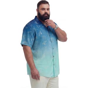 image:imageBRISIRA Big and Tall Mens Hawaiian Shirt  Short Sleeve Beach Aloha Tropical Cuban Button Down Casual Vacation Shirt L6XLBlue Gradient Turtle