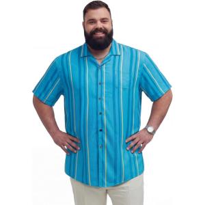 image:imageBRISIRA Big and Tall Mens Hawaiian Shirt  Short Sleeve Beach Aloha Tropical Cuban Button Down Casual Vacation Shirt L6XLBlue Stripe