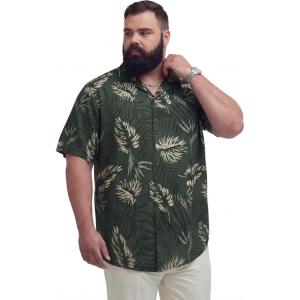 image:imageBRISIRA Big and Tall Mens Hawaiian Shirt  Short Sleeve Beach Aloha Tropical Cuban Button Down Casual Vacation Shirt L6XLGreen Floral 01
