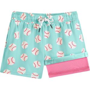 image:imageBRISIRA Boys Swim Trunks with Compression Liner 516 Years Youth Bathing Suit Quick Dry Swim Shorts AntiChafe PocketAquagreen Whitebaseball