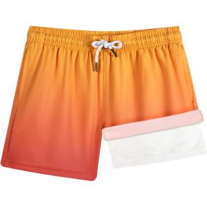 image:imageBRISIRA Boys Swim Trunks with Compression Liner 516 Years Youth Bathing Suit Quick Dry Swim Shorts AntiChafe PocketOrange Gradient