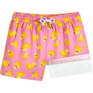 image:imageBRISIRA Boys Swim Trunks with Compression Liner 516 Years Youth Bathing Suit Quick Dry Swim Shorts AntiChafe PocketPink Yellowduck