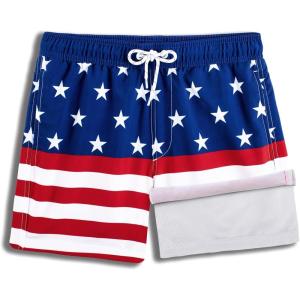 image:imageBRISIRA Boys Swim Trunks with Compression Liner 516 Years Youth Bathing Suit Quick Dry Swim Shorts AntiChafe PocketUsa Flag