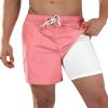 image:imageBRISIRA Mens Swim Trunks Neon 5 Bathing Suit Compression Liner Nylon Swim Shorts Beach Swimsuit Swimwear Quick Dry PocketsLightpink