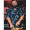 image:imageBRISIRA Big and Tall Hawaiian Shirts for Men 100 Cotton Casual Summer Beach Short Sleeve Vacation Aloha Button Down ShirtBlack Blue Leaf