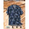 image:imageBRISIRA Big and Tall Hawaiian Shirts for Men 100 Cotton Casual Summer Beach Short Sleeve Vacation Aloha Button Down ShirtBlack Blue Leaf