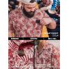 image:imageBRISIRA Big and Tall Hawaiian Shirts for Men 100 Cotton Casual Summer Beach Short Sleeve Vacation Aloha Button Down ShirtRed White Leaf