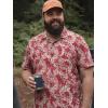 image:imageBRISIRA Big and Tall Hawaiian Shirts for Men 100 Cotton Casual Summer Beach Short Sleeve Vacation Aloha Button Down ShirtRed White Leaf