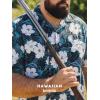 image:imageBRISIRA Big and Tall Hawaiian Shirts for Men 100 Cotton Casual Summer Short Sleeve Beach Vacation Aloha Button Down ShirtBlue White Flower