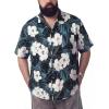 image:imageBRISIRA Big and Tall Hawaiian Shirts for Men 100 Cotton Casual Summer Short Sleeve Beach Vacation Aloha Button Down ShirtBlue White Flower
