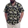 image:imageBRISIRA Big and Tall Hawaiian Shirts for Men 100 Cotton Casual Summer Beach Short Sleeve Vacation Aloha Button Down ShirtBlack Tropical Leaf
