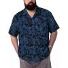 image:imageBRISIRA Big and Tall Hawaiian Shirts for Men 100 Cotton Casual Summer Short Sleeve Beach Vacation Aloha Button Down ShirtBlack Blue Floral
