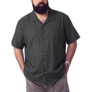 image:imageBRISIRA Big and Tall Hawaiian Shirts for Men 100 Cotton Casual Summer Short Sleeve Beach Vacation Aloha Button Down ShirtGray