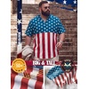 image:imageBRISIRA Big and Tall 4th of July Shirts for Men American Flag Hawaiian Shirt Patriotic USA Short Sleeve Button Down Beach TopRed White and Blue Hawaiian 01