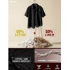 image:imageBRISIRA Big and Tall Linen Shirts for Men Cotton Hawaiian Shirts Short Sleeve Button Down Casual Summer Beach Vacation TopsBlack